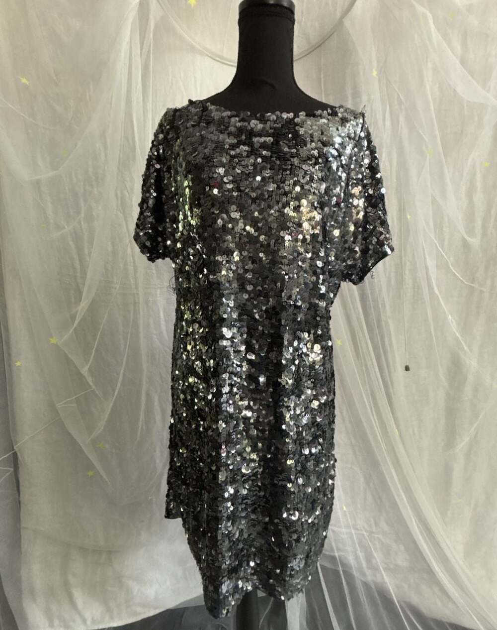 YOURS LONDON Plus Size Black Sequin T-Shirt Dress